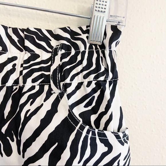 Bar III Zebra Mini Skirt Paperbag Ruffle High Waist Stretch Denim Women 14 - Picture 4 of 8